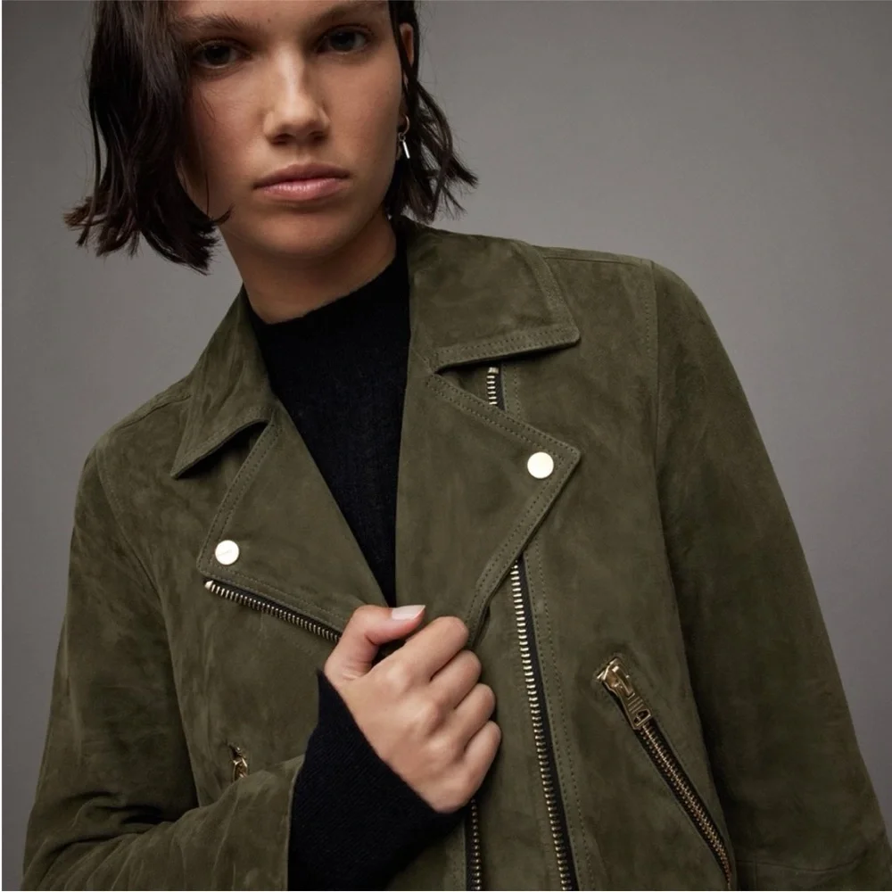 ALLSAINTS Suede Dalby Biker Leather Jacket Brand anew with Tags, US Size 4 - Picture 2 of 9